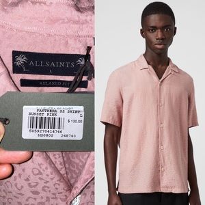 AllSaints NWT “Panthera” Relaxed Fit Print Short Sleeve Button-Up Shirt
